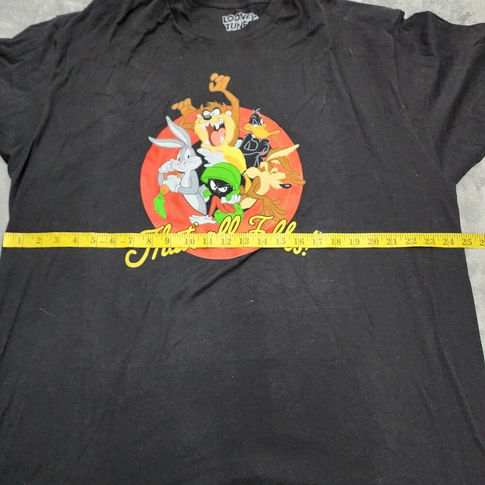 Looney Tunes Shirt Men's Black Short Sleeve Thats All Folks Graphic Size 2XL - Picture 7 of 9